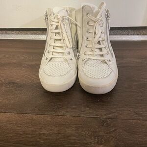 CHANEL White High-Top Sneakers